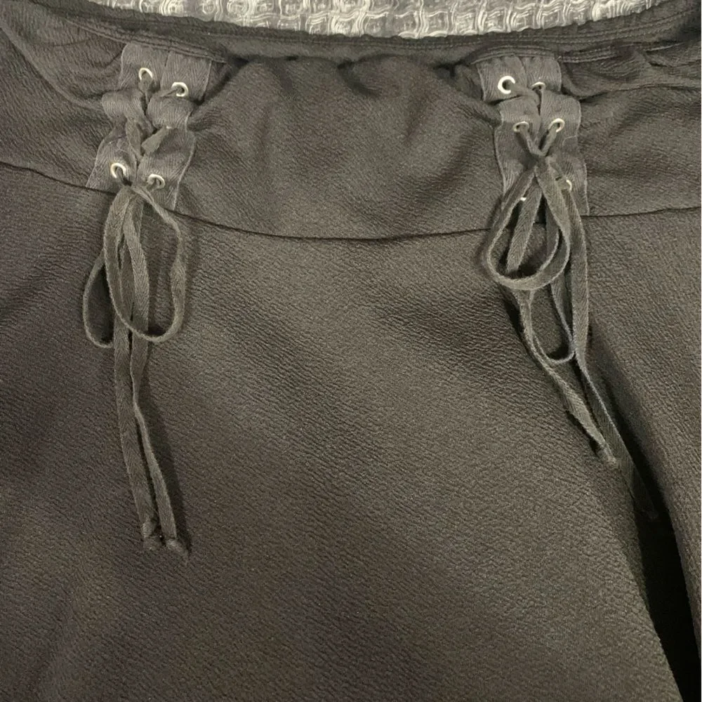 HOT TOPIC Midnight Hour Multi Lace-up Black Yoke Skirt Side Pockets Medium #768 - Picture 6 of 6